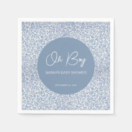 Guardanapo De Papel Padrão Floral de Chá de fraldas Branco e Azul