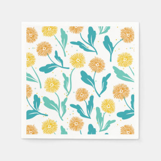 Guardanapo De Papel Padrão Floral de Dandelion Amarelo - Inspirado na