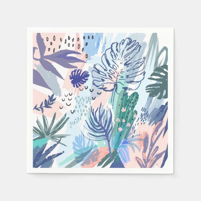 Guardanapo De Papel Padrão Floral de Estilo Tropical (Frente)
