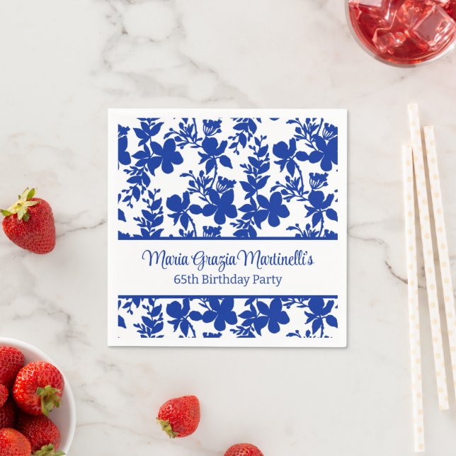 Guardanapo De Papel Padrão Floral do Azure Personalizado Chic (Insitu)