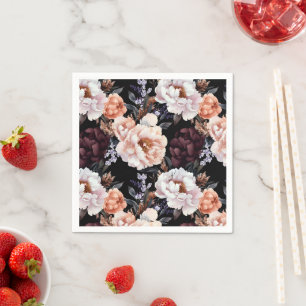 Guardanapo De Papel Padrão Floral dos Peonies Burgundy