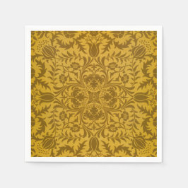 Guardanapo De Papel Padrão floral dourado ornamentado com simétrico