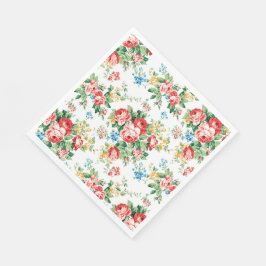 Guardanapo De Papel Padrão Floral Elegante com Elemento Rosa Design