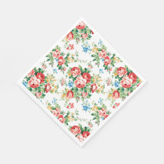 Guardanapo De Papel Padrão Floral Elegante com Elemento Rosa Design