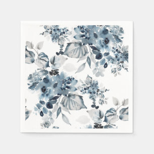 Guardanapo De Papel Padrão Floral em Azul e Cinza