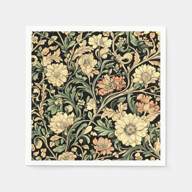 Guardanapo De Papel padrão floral estilo vitoriano  (Frente)
