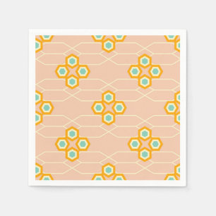 Guardanapo De Papel Padrão floral hexagonal de fundo de pêssego