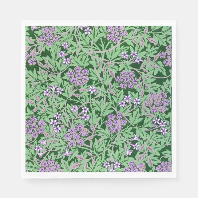 Guardanapo De Papel Padrão floral lilás e verde (Frente)