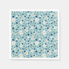 Guardanapo De Papel Padrão floral retrô com margaridas.