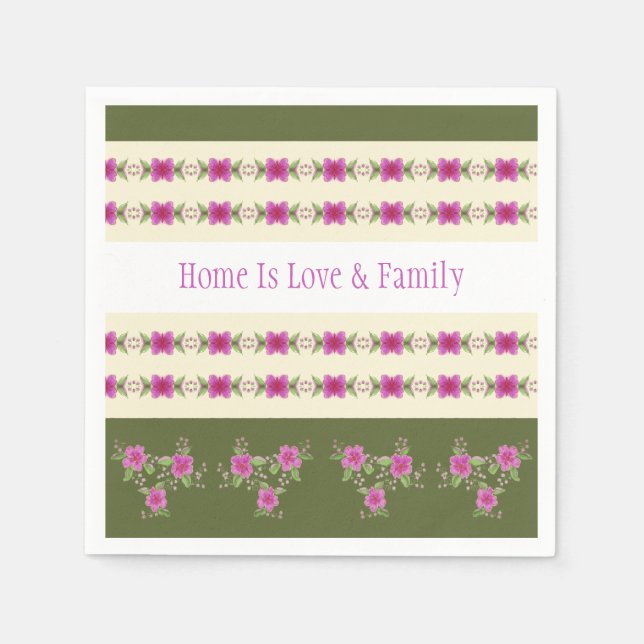 Guardanapo De Papel Padrão Floral Rosa (Frente)