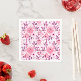 Guardanapo De Papel Padrão Floral Rosa com Flores Elegantes