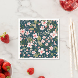 Guardanapo De Papel Padrão Floral Rosa e Branco Elegante