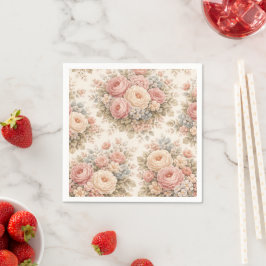 Guardanapo De Papel Padrão Floral Rosa Vintage | Pastel Elegante