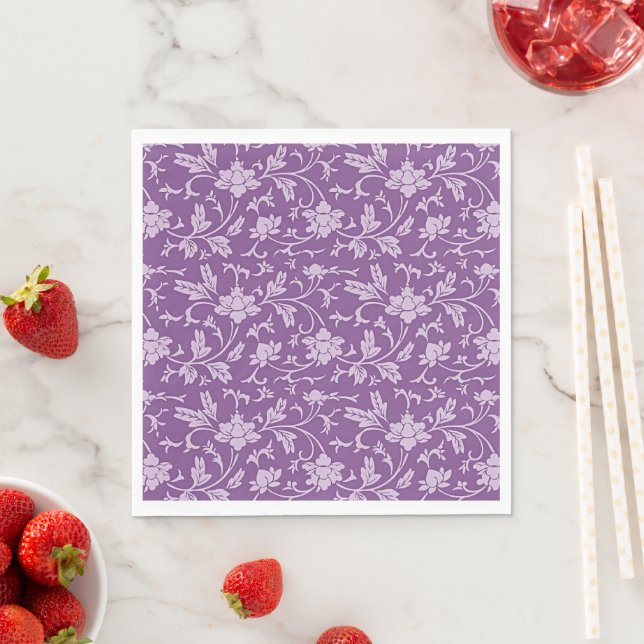 Guardanapo De Papel Padrão floral roxo e lavanda (Insitu)