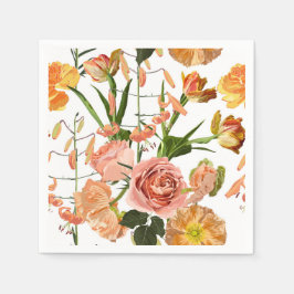 Guardanapo De Papel Padrão floral sem costura com flores laranja.