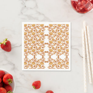 Guardanapo De Papel Padrão floral simétrico com mosca laranja