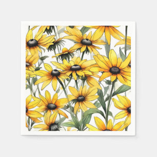 Guardanapo De Papel Padrão Floral Susan De Olho Negro Amarelo