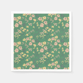 Guardanapo De Papel Padrão Floral Verde Boho Moderno