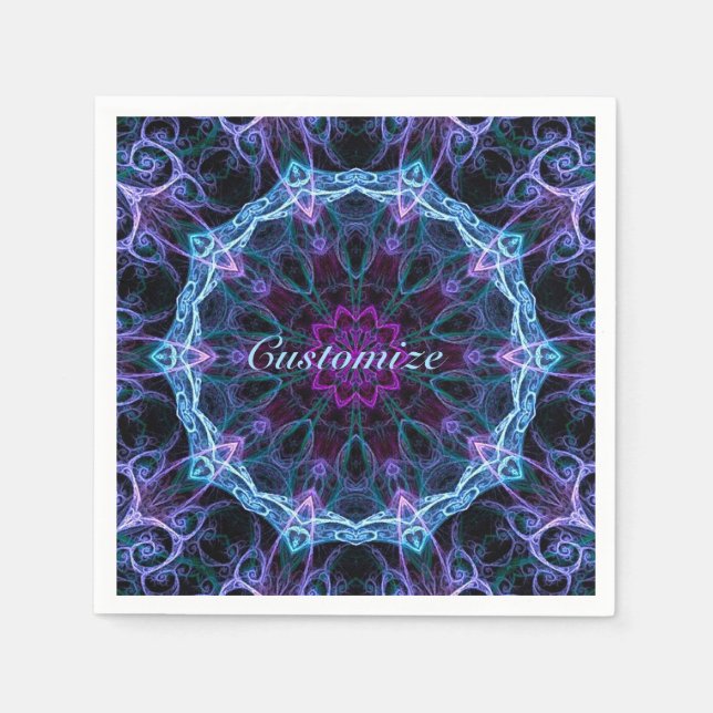 Guardanapo De Papel Padrão Fractal Azul e Rosa, Napkins (Frente)