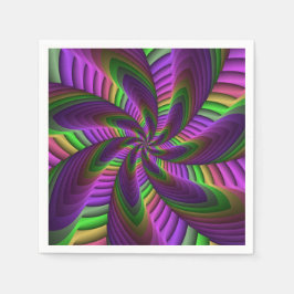 Guardanapo De Papel Padrão Fractal Neon Inergetico de Groovy Colorful