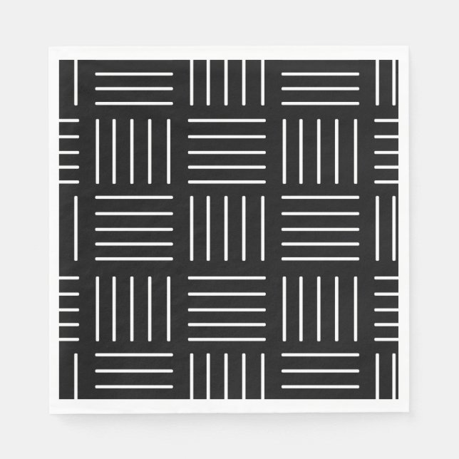 Guardanapo De Papel Padrão geométrico abstrato - preto e branco. (Frente)