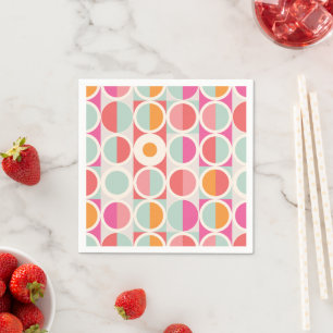 Guardanapo De Papel Padrão Geométrico Azul Cor-de-laranja Cor-de-rosa