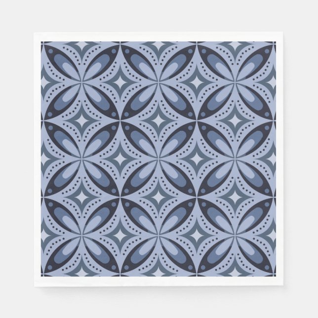 Guardanapo De Papel Padrão Geométrico Azul Estilo Retro (Frente)