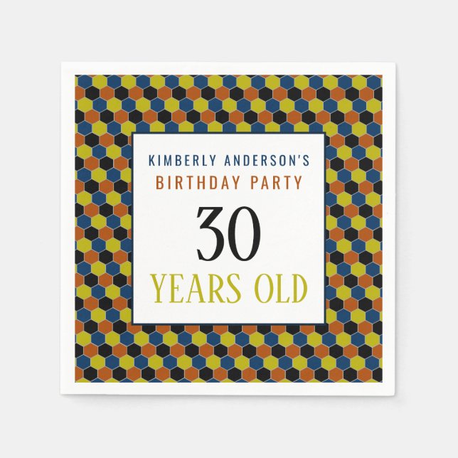Guardanapo De Papel Padrão Geométrico Brilhante, Festa de aniversário  (Frente)
