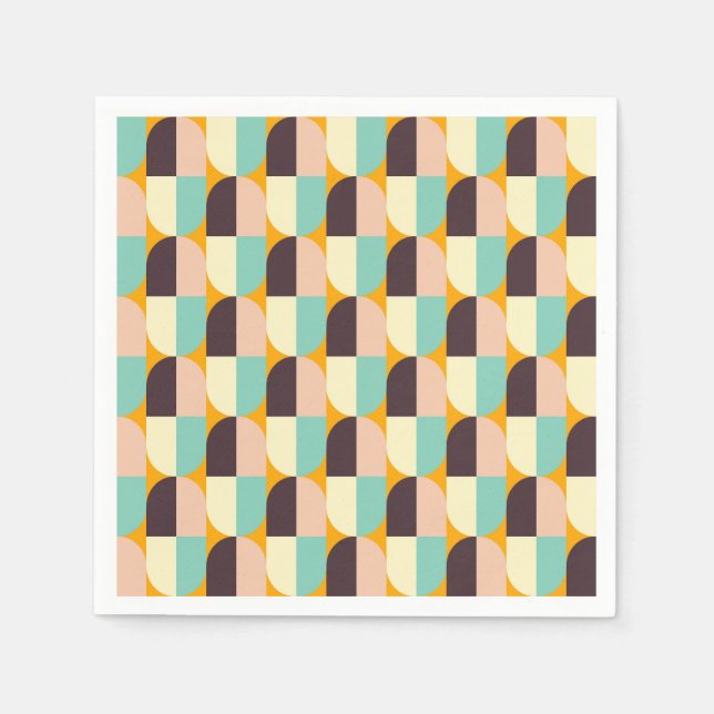 Guardanapo De Papel Padrão geométrico com semicírculos sobrepostos (Frente)