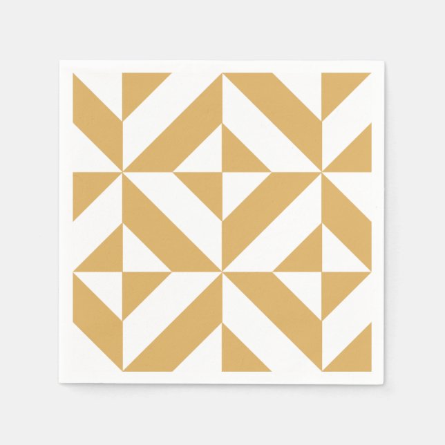Guardanapo De Papel Padrão Geométrico de Deco Dourado (Frente)