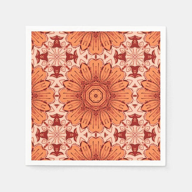 Guardanapo De Papel Padrão geométrico de margarina em laranja mandarim (Frente)