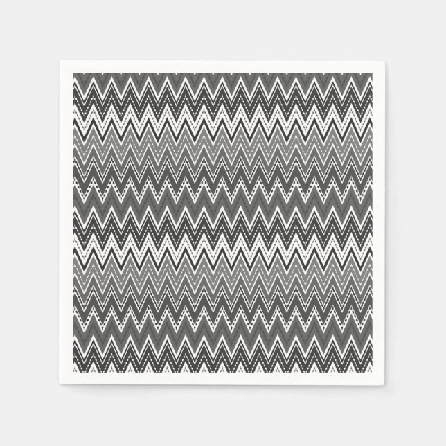 Guardanapo De Papel Padrão geométrico em preto e branco (Frente)