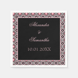 Guardanapo De Papel Padrão Geométrico Preto e Rosa