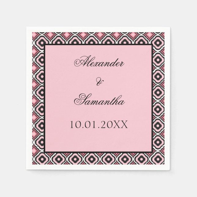 Guardanapo De Papel Padrão Geométrico Rosa e Preto (Frente)