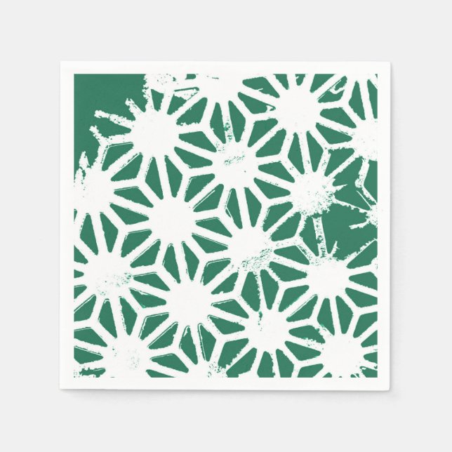 Guardanapo De Papel Padrão geométrico verde-sábado e branco (Frente)
