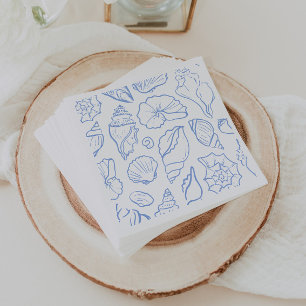 Guardanapo De Papel Padrão geral de conchas azuis suaves desenhadas à