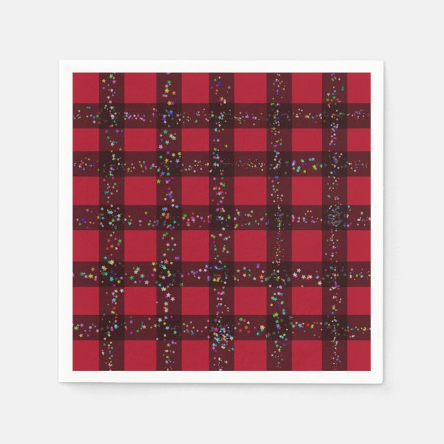 Guardanapo De Papel Padrão Gingham de Xadrez Vermelha Cuta (Frente)