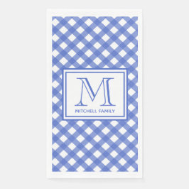 Guardanapo De Papel Padrão Gingham, Estilo de País Azul, Monograma