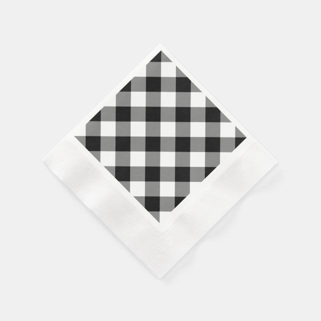 Guardanapo De Papel Padrão Gingham Negro (Canto)