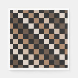 Guardanapo De Papel Padrão Gingham Preto-Castanho Verificado
