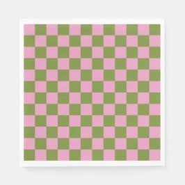 Guardanapo De Papel Padrão Gingham Verdejado Rosa