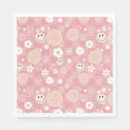 Guardanapo De Papel Padrão Hippie Retro Cor-de-Rosa Verificado