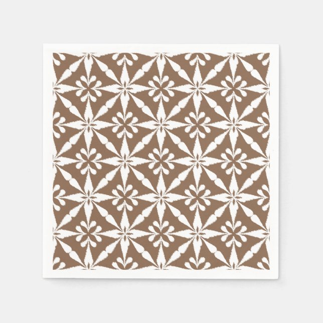 Guardanapo De Papel Padrão Ikat Star - Taupe Tan e Branco (Frente)
