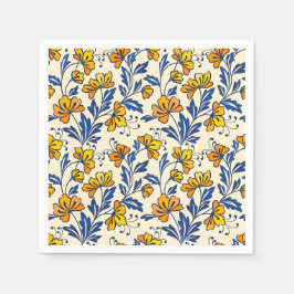 Guardanapo De Papel Padrão Impressionante e Sem Costura de Flores e Fo