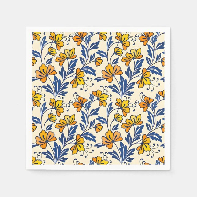 Guardanapo De Papel Padrão Impressionante e Sem Costura de Flores e Fo (Frente)