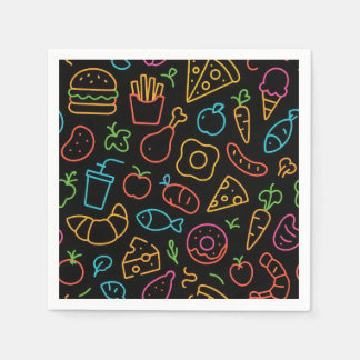Guardanapo De Papel Padrão Invisível de Contorno de Comida Neon