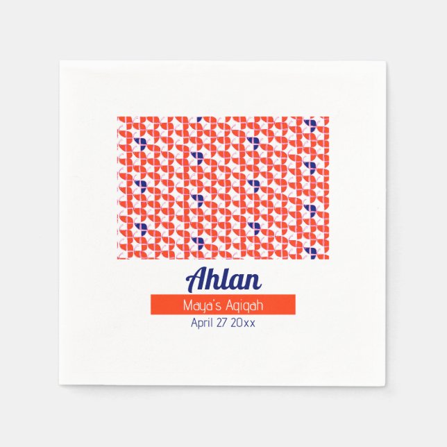 Guardanapo De Papel Padrão Laranja Branco SHRIMPLY, Chá de fraldas Aqi (Frente)