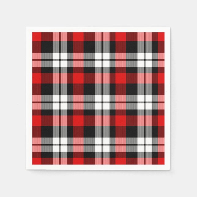 Guardanapo De Papel Padrão legal de Lumberjack Tartan Preto Branco Bra (Frente)