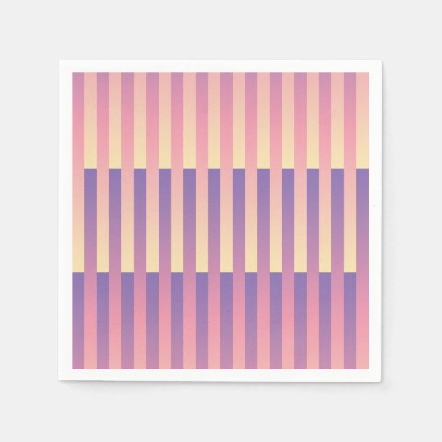 Guardanapo De Papel Padrão Listrado Amarelo Roxo Rosa  (Frente)