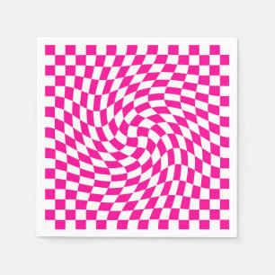 Guardanapo De Papel Padrão Magenta Cor-de-Rosa e Branco-Vermelho Chic